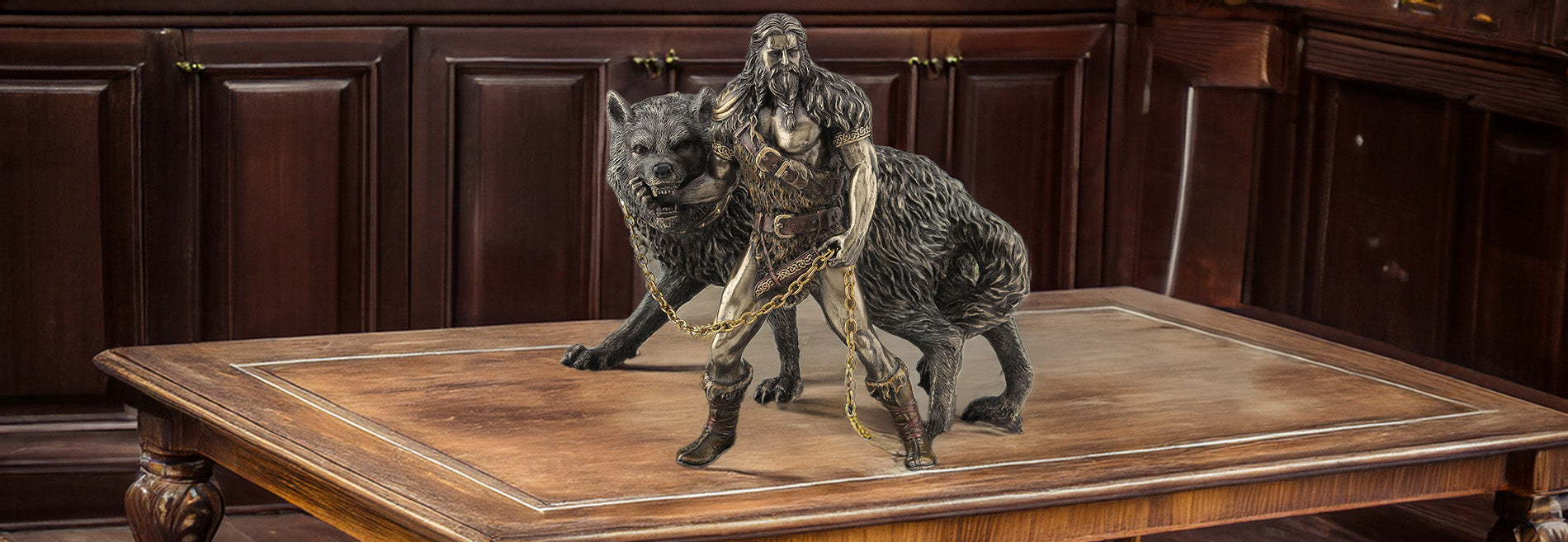 Figurine / Statuette de Freya Freyja en résine avec deux lynx dieu de la mythologie nordique viking décoration fait main valhalla thor loki - France