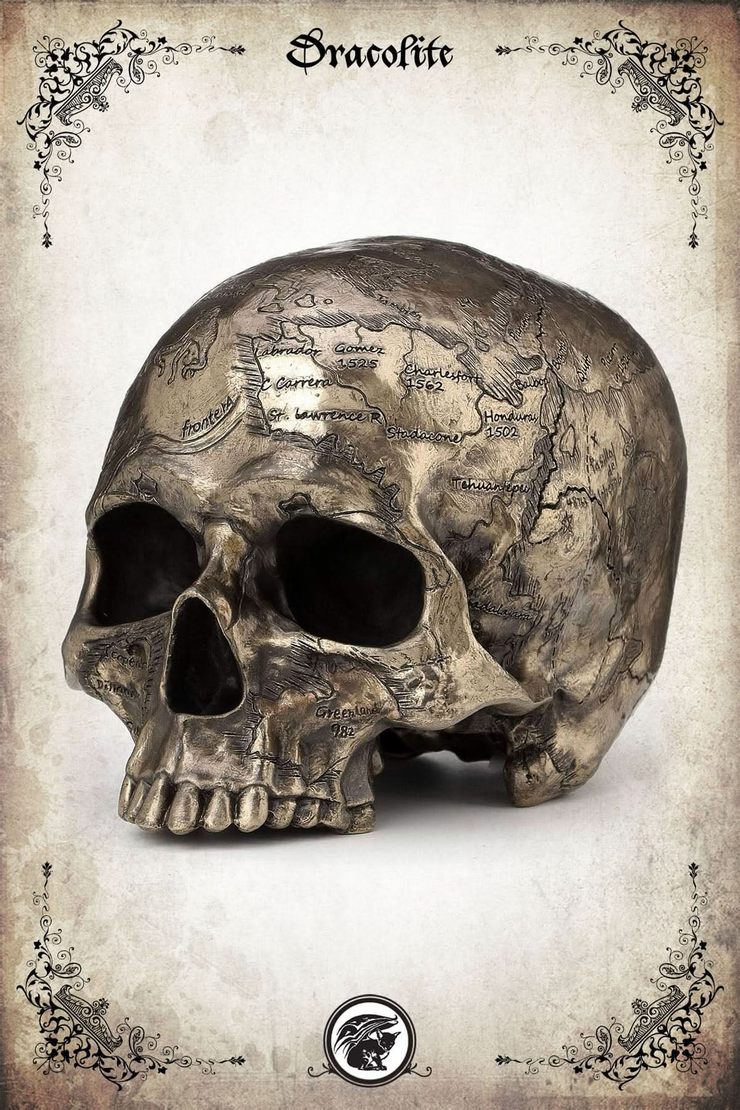 Skull World Map - Bronze