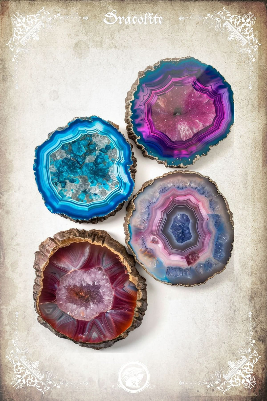 Flat Rainbow Agate Geode
