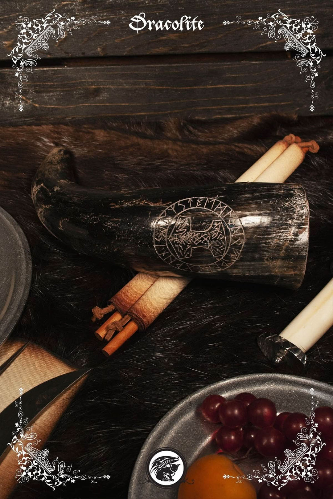 Drinking Horn 500-750ml - Hand Engraved, Historical Inspired