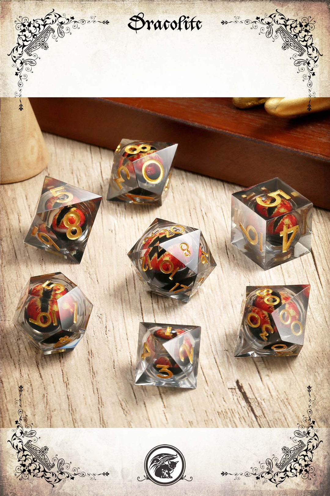 Ensemble de dés Oeil de dragon noyau liquide
